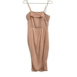 Showpo Blush Pink Pleated Bodice Tulip Wrap Midi Dress Womens Size 6 US NEW